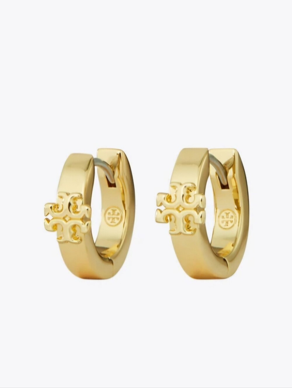 Tory Burch Gold Logo Hoop Earrings